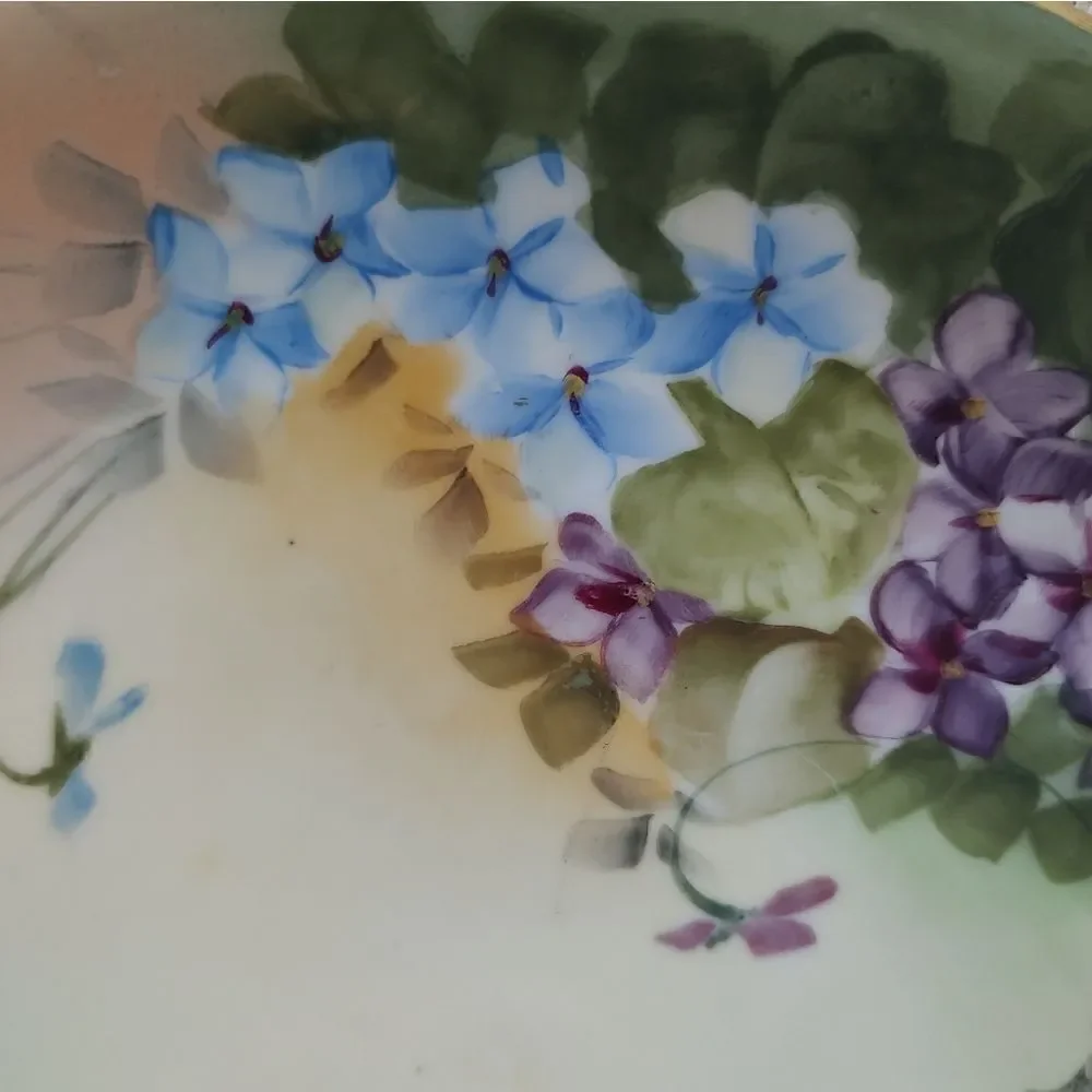 Nippon Hand Painted Floral Serving Plate with Handles Gold Trim Antique